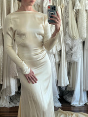 30s Golden Silk Bateau Dress