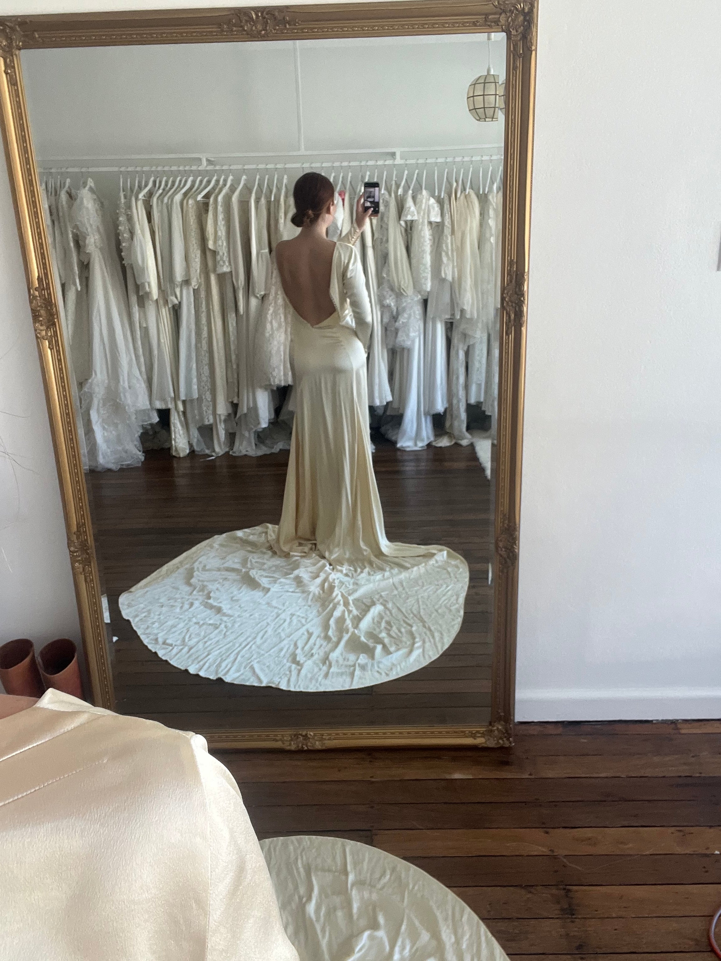 30s Golden Silk Bateau Dress