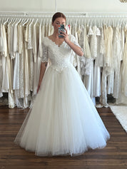 90s Lace Bodice Tulle Skirt Ballgown