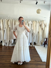 40s Lace and Net Puff Sleeve Dress