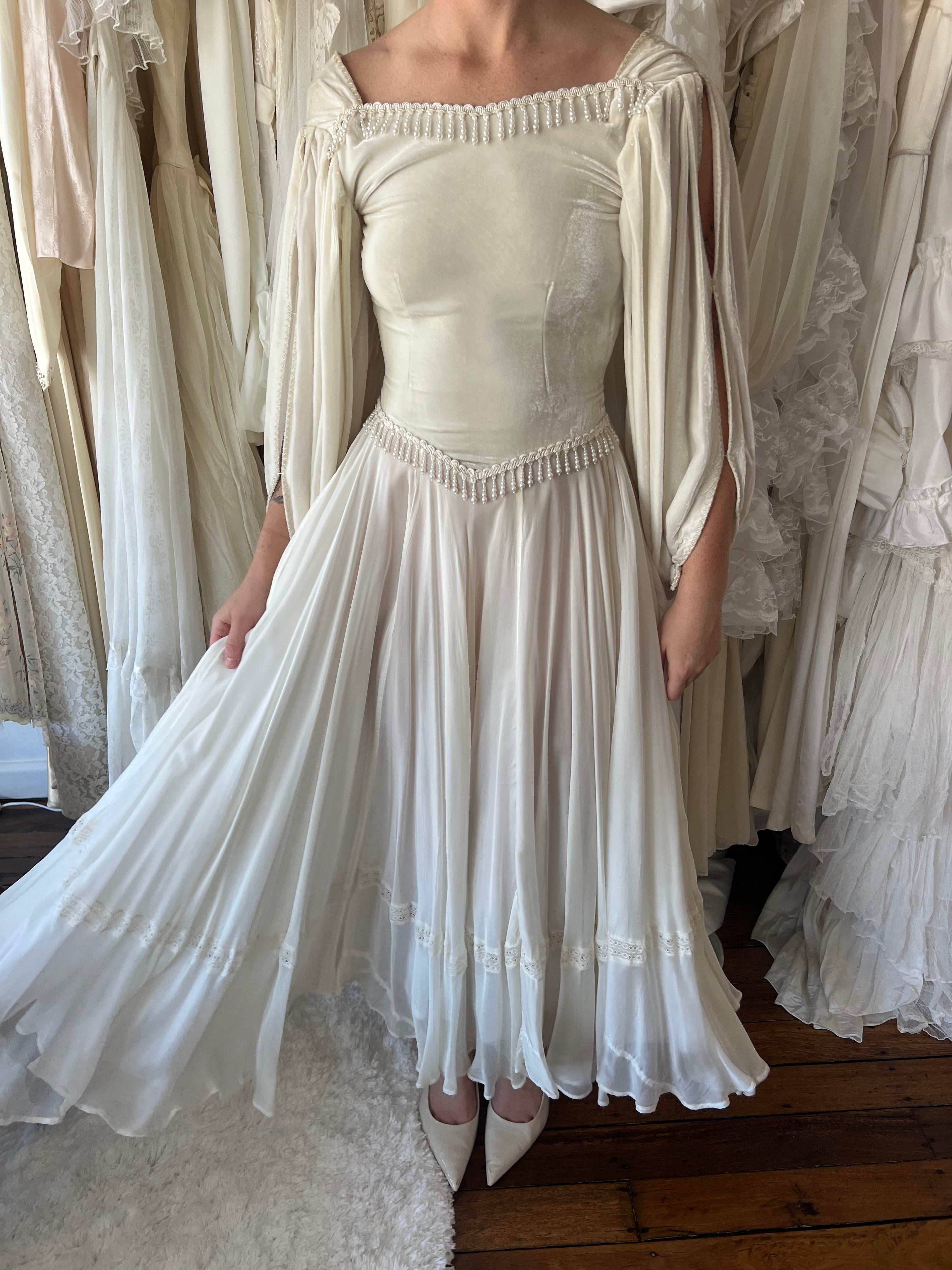 70s Velvet Bodice Dress