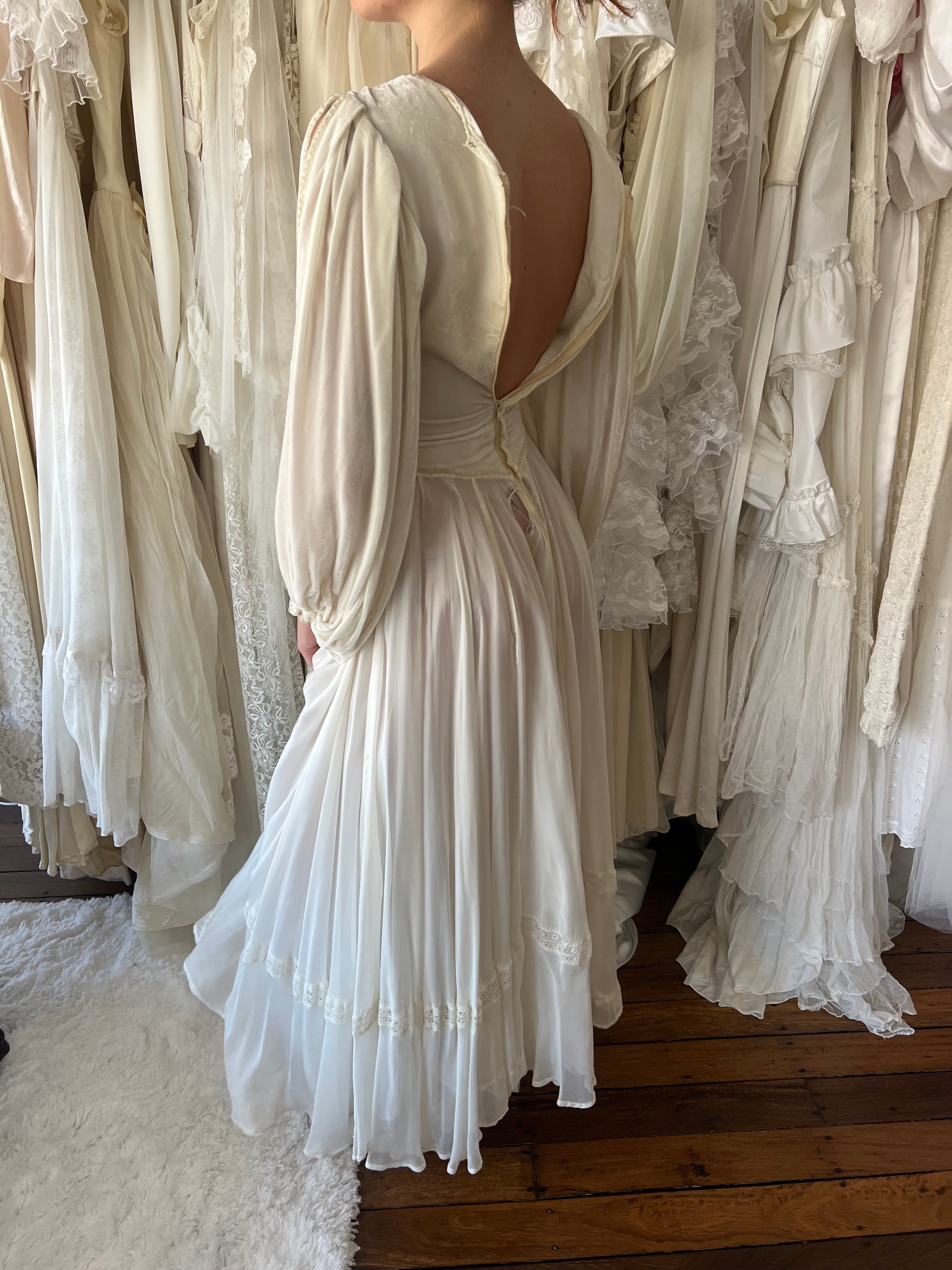 70s Velvet Bodice Dress