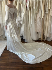 40s Liquid Silk Wax Flower Detail Dress