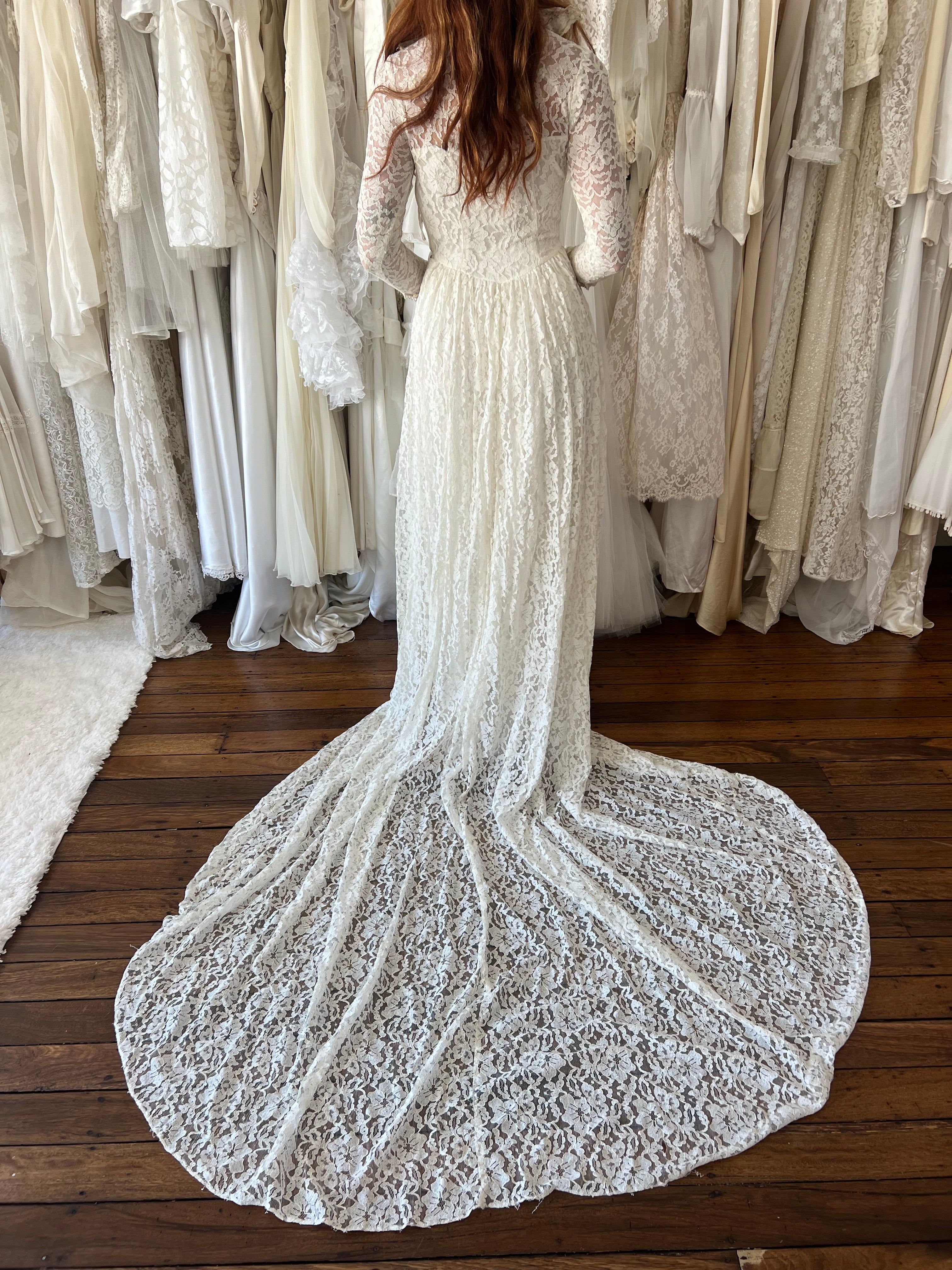 50s Chantilly Lace Collared Dress