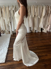 2000s Halter Beaded Lace Detail Empress Dress