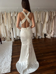 2000s Halter Beaded Lace Detail Empress Dress