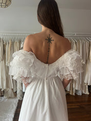 80s Off-the-shoulder Puff Sleeve Dress