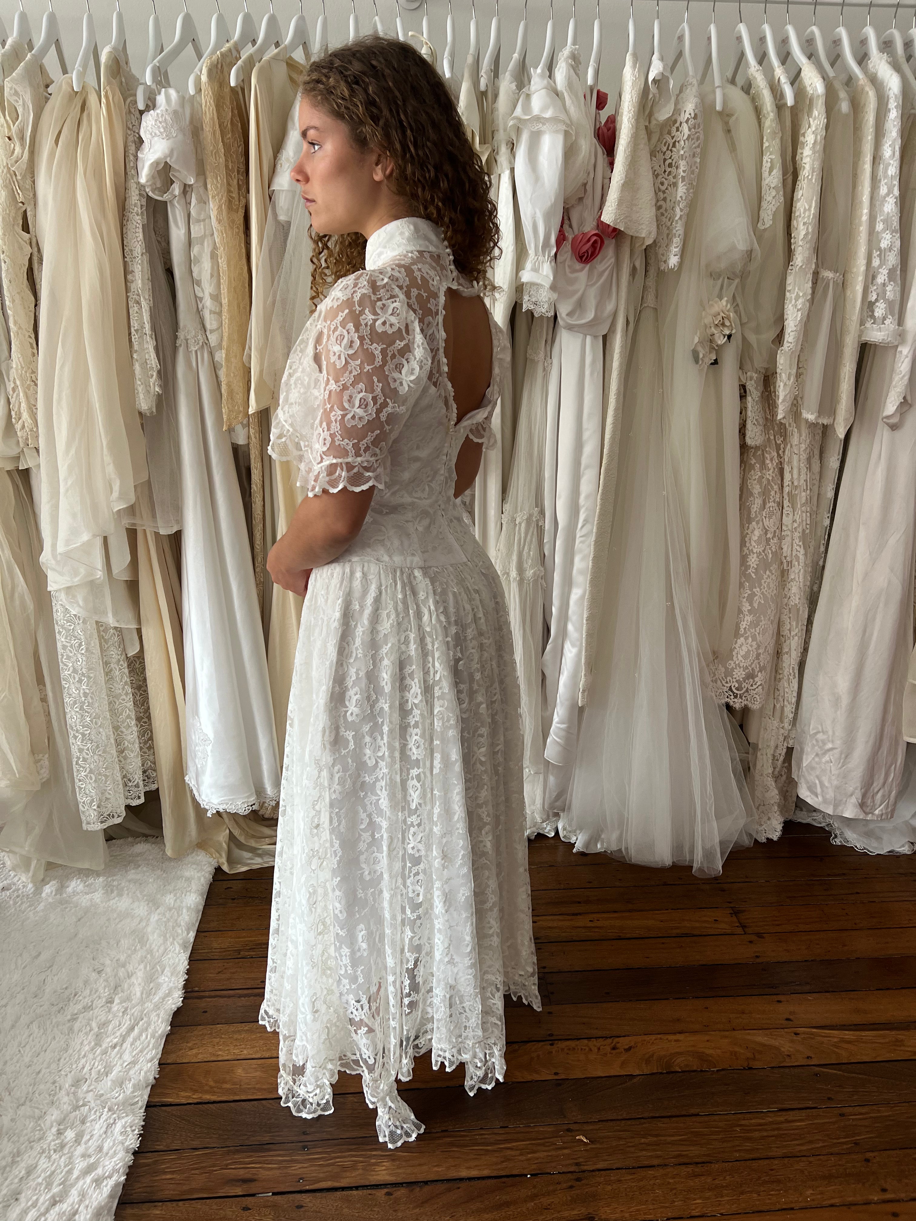 1970s Lace Heart Dress