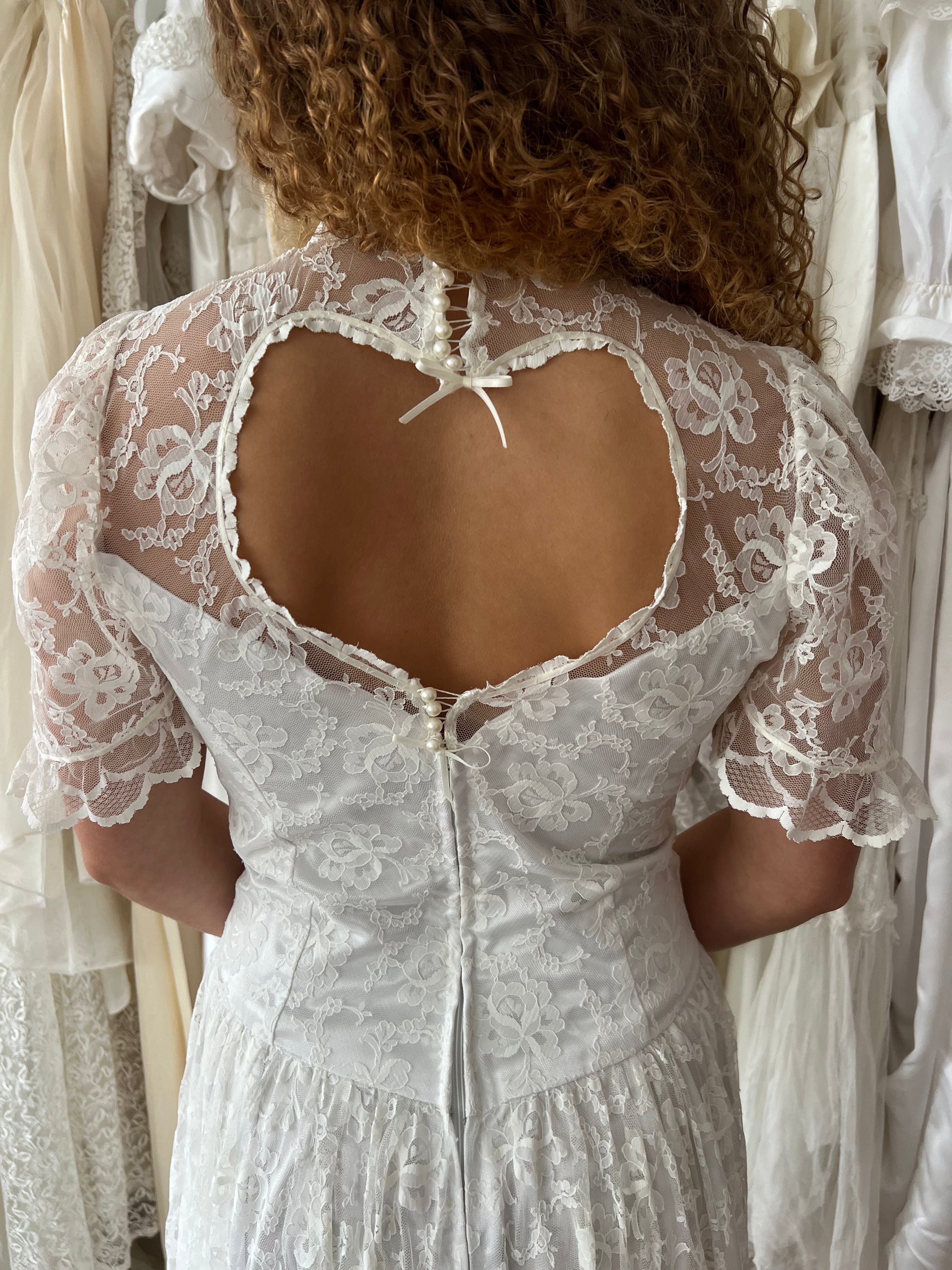 1970s Lace Heart Dress