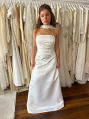 90s Strapless Pleated Bodice A-line Dress