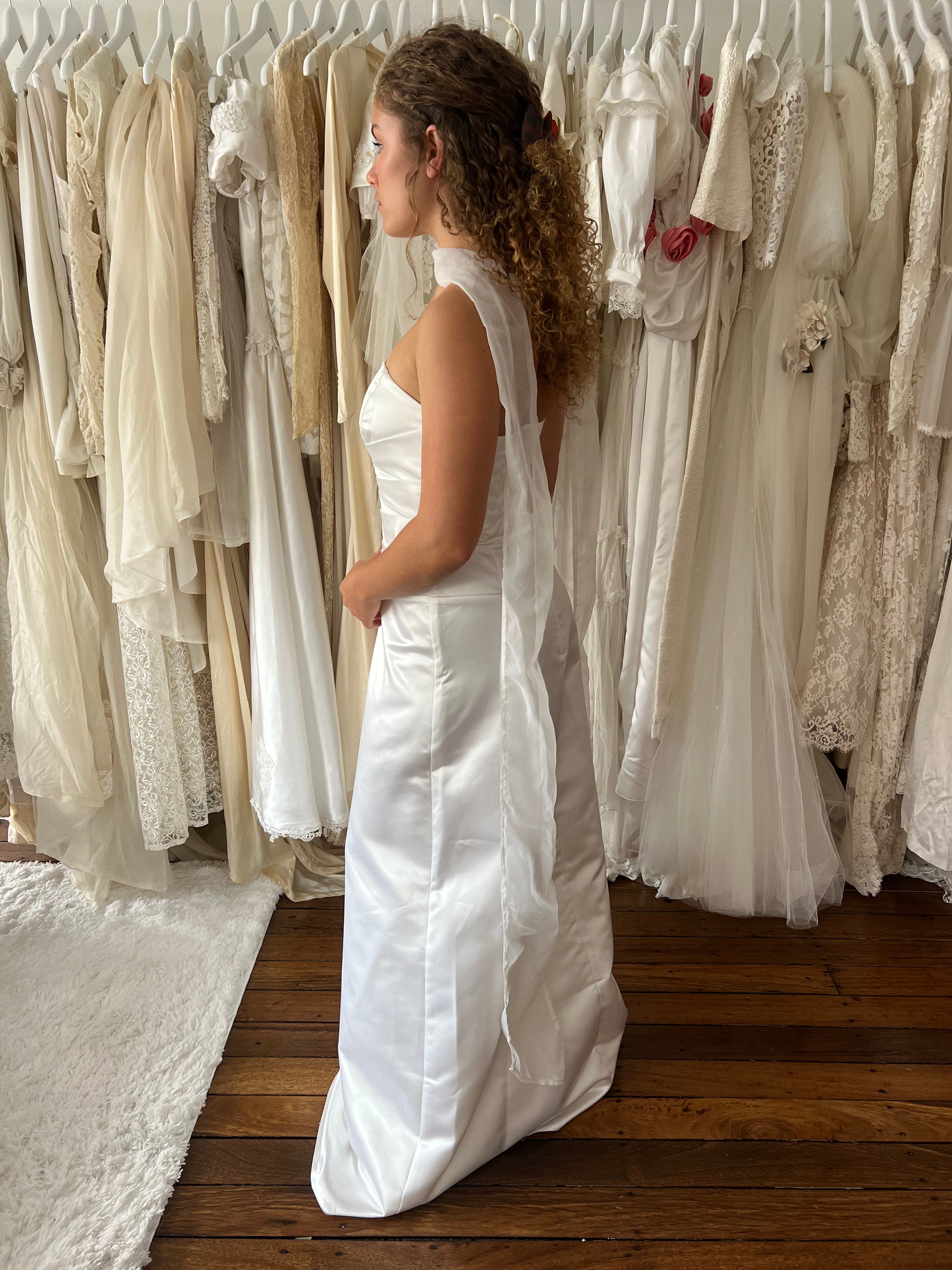 90s Strapless Pleated Bodice A-line Dress