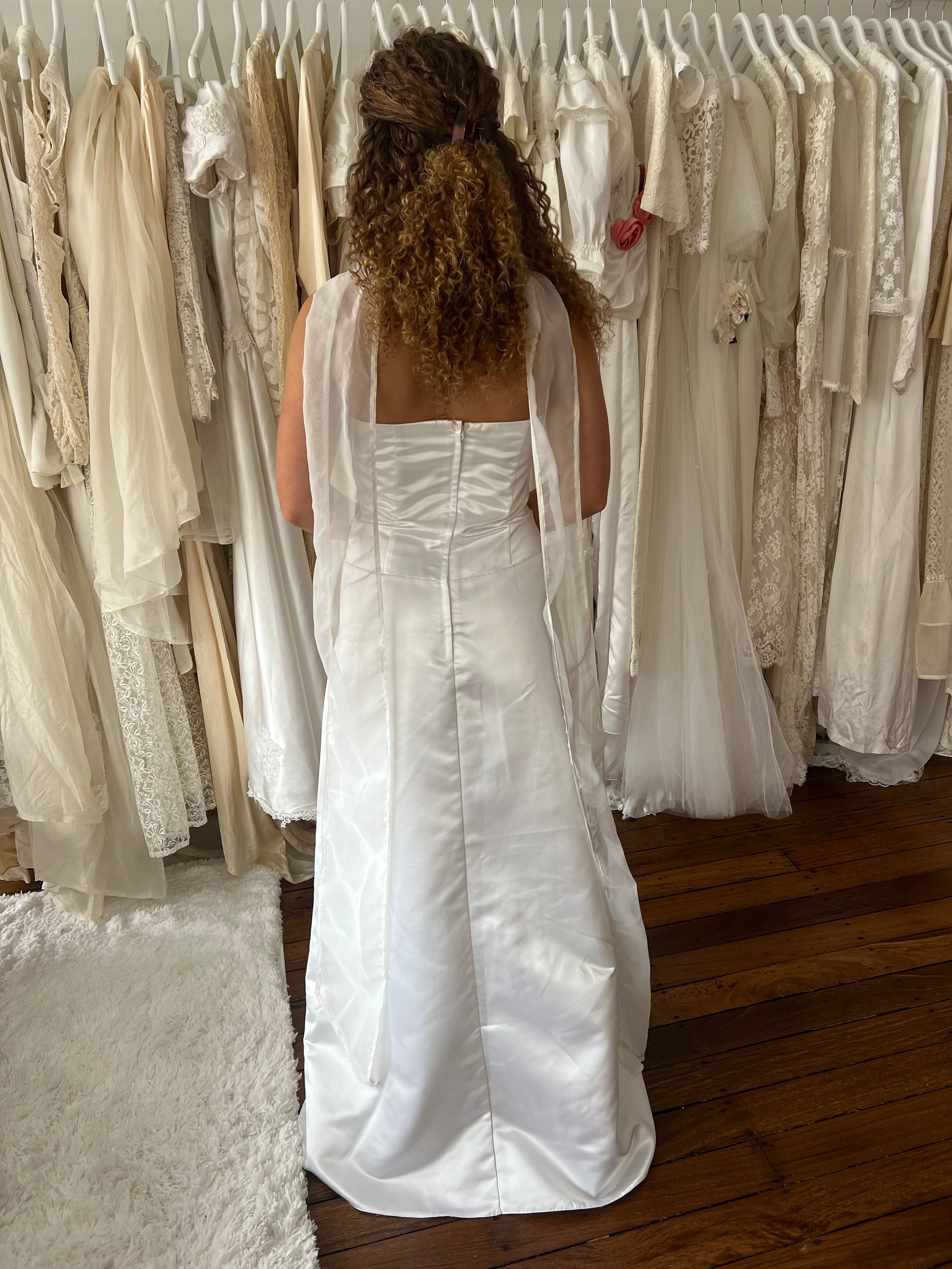 90s Strapless Pleated Bodice A-line Dress