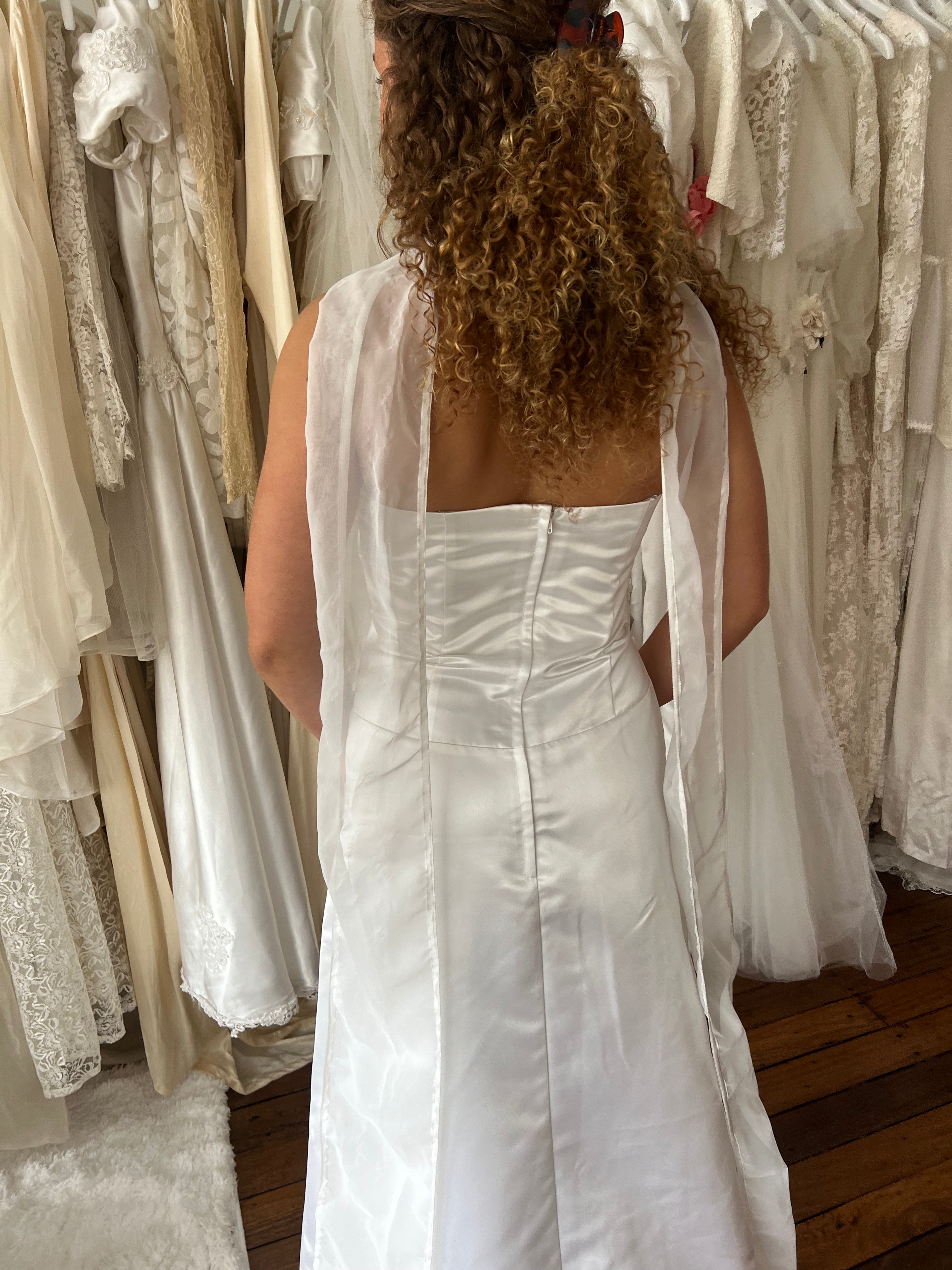 90s Strapless Pleated Bodice A-line Dress