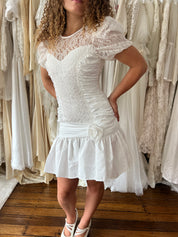 80s Mini Lace and Rosette Dress