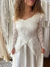 40s Liquid Silk and Lace Basque Waist Dress