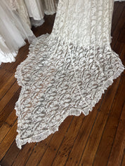 40s Liquid Silk and Lace Basque Waist Dress