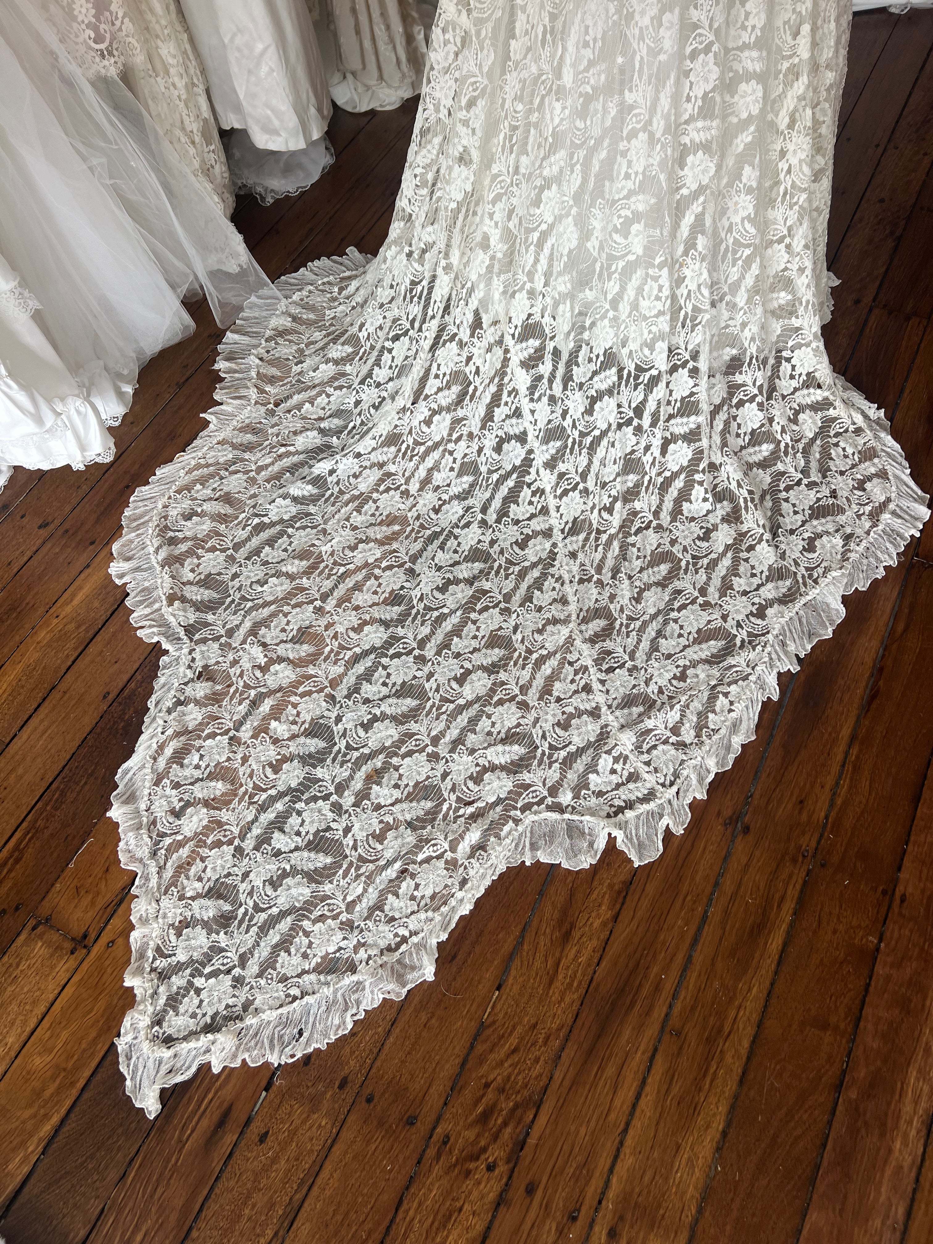 40s Liquid Silk and Lace Basque Waist Dress