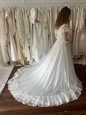 80s Lace Ruffle Mock-neck Dress