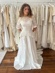 50s Lace Peblum Liquid Silk Dress