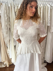 50s Lace Peblum Liquid Silk Dress