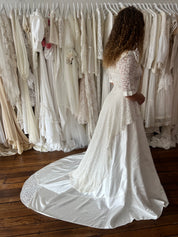 50s Lace Peblum Liquid Silk Dress