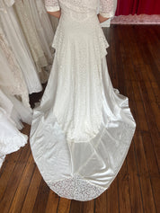 50s Lace Peblum Liquid Silk Dress