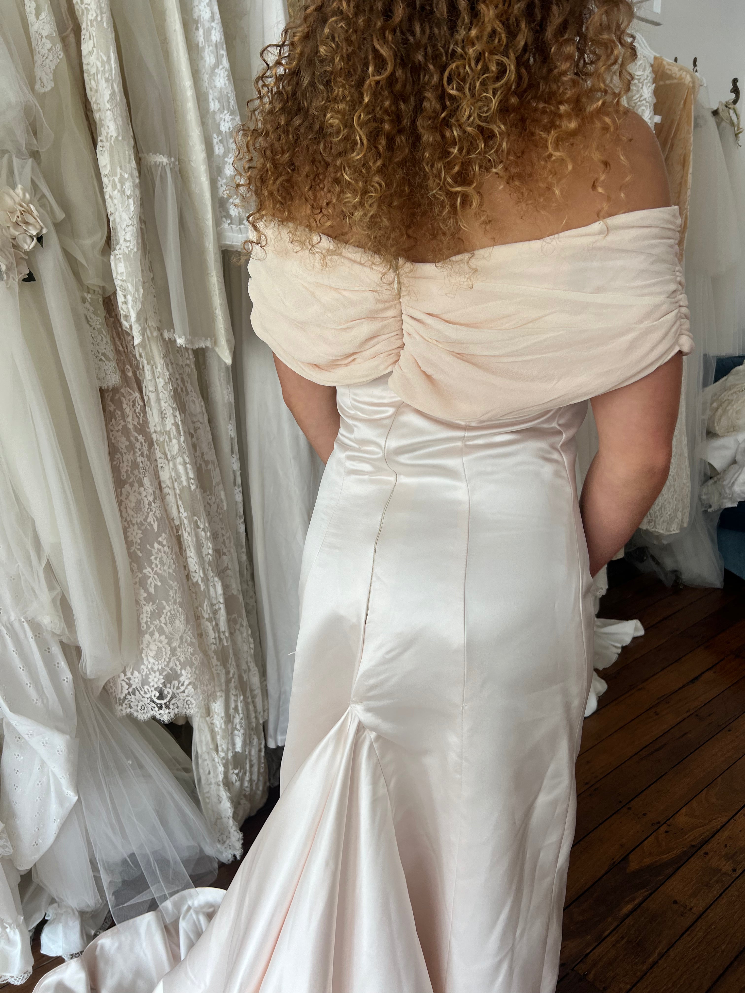 90s Blush Off-the-shoulder Mermaid Dress