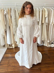 70s Daisy Lace Bishop Sleeve Dress