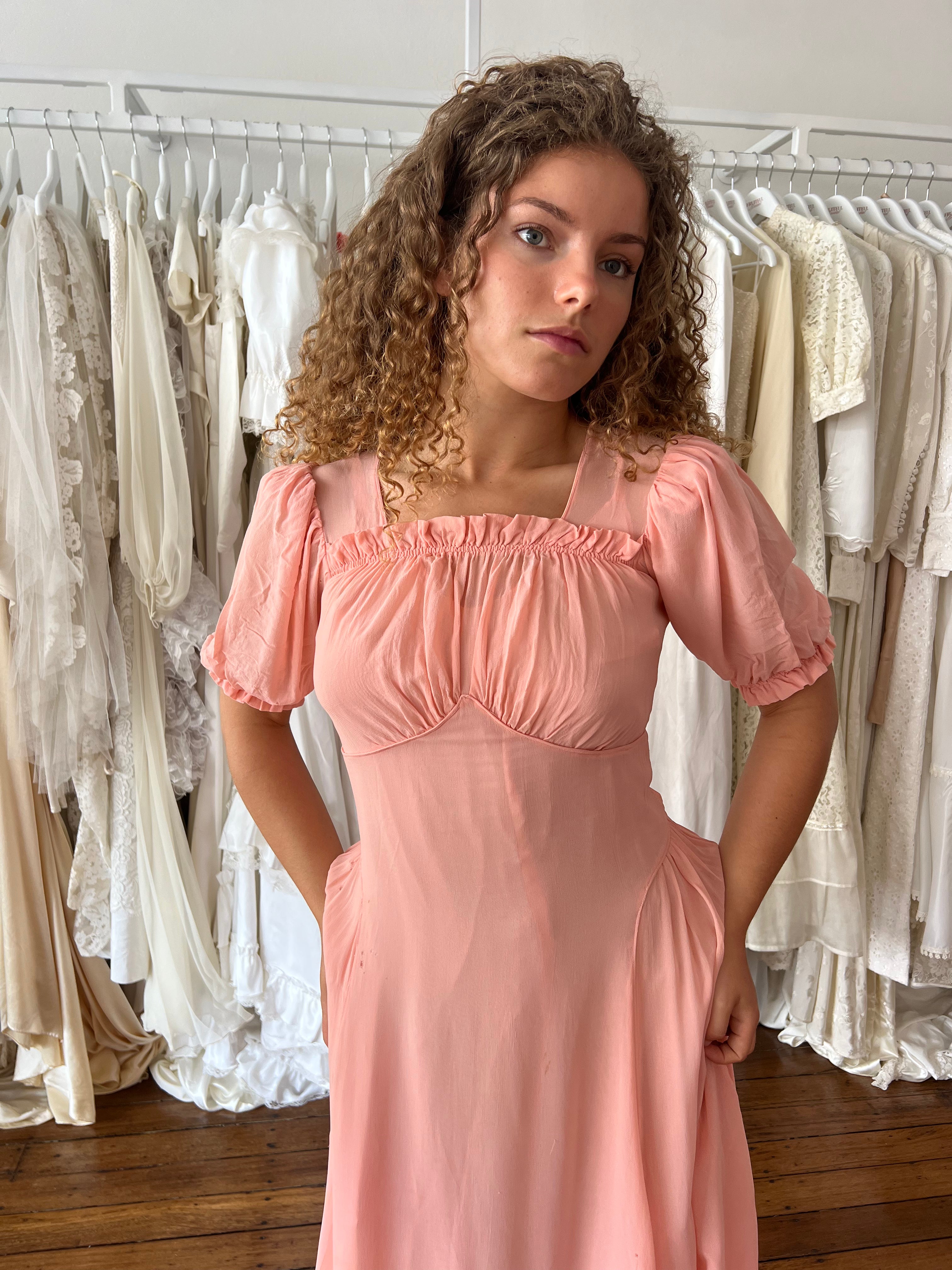 40s Pink Tea Dress with slip