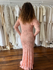 40s Pink Lace Long Sleeve Dress with slip