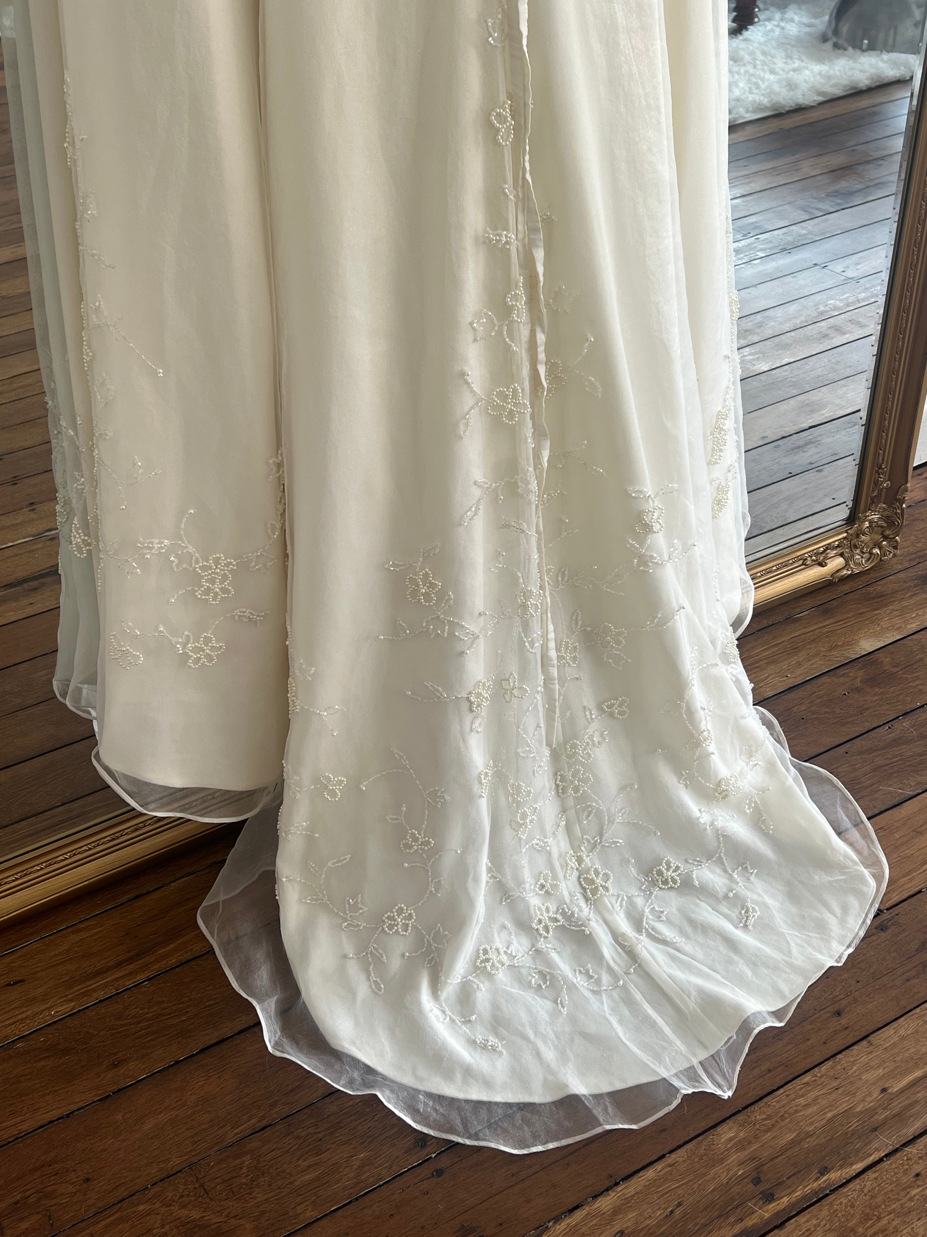 90s Beaded Organza Spaghetti Strap Dress