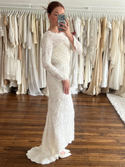 60s Boat-neck Lace Column Dress