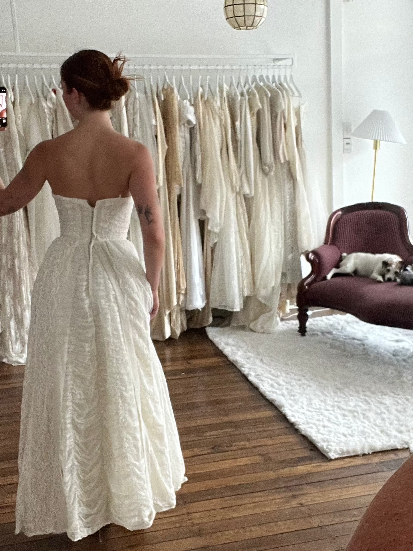 50s Strapless Chantilly Lace Dress