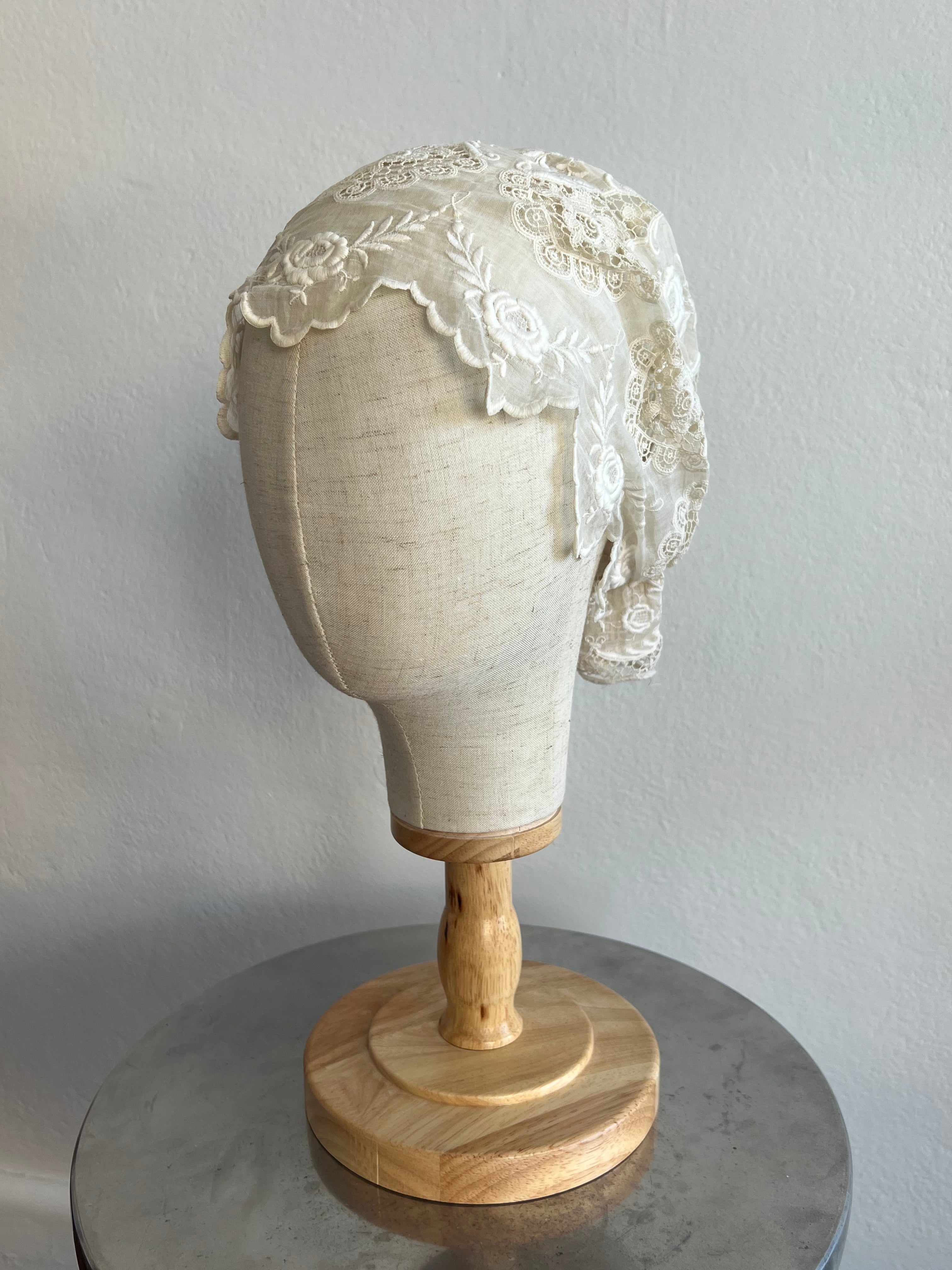 1910s Antique Cotton Lace Bonnet