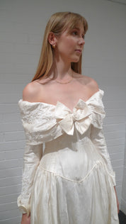 1980s Off the Shoulder Sailor Collar Dress