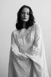 1970s Lace Detail Bell Sleeve Dress