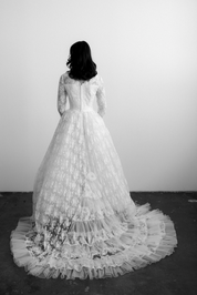 1950s Lace Ball Gown Dress
