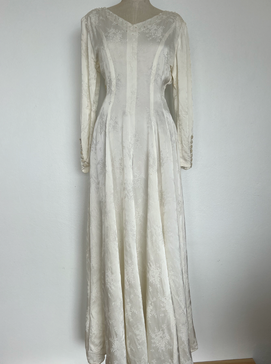 1960s Embossed Satin Dress