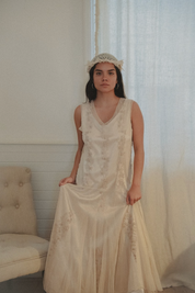 1920s Embriodered Silk Flapper Dress