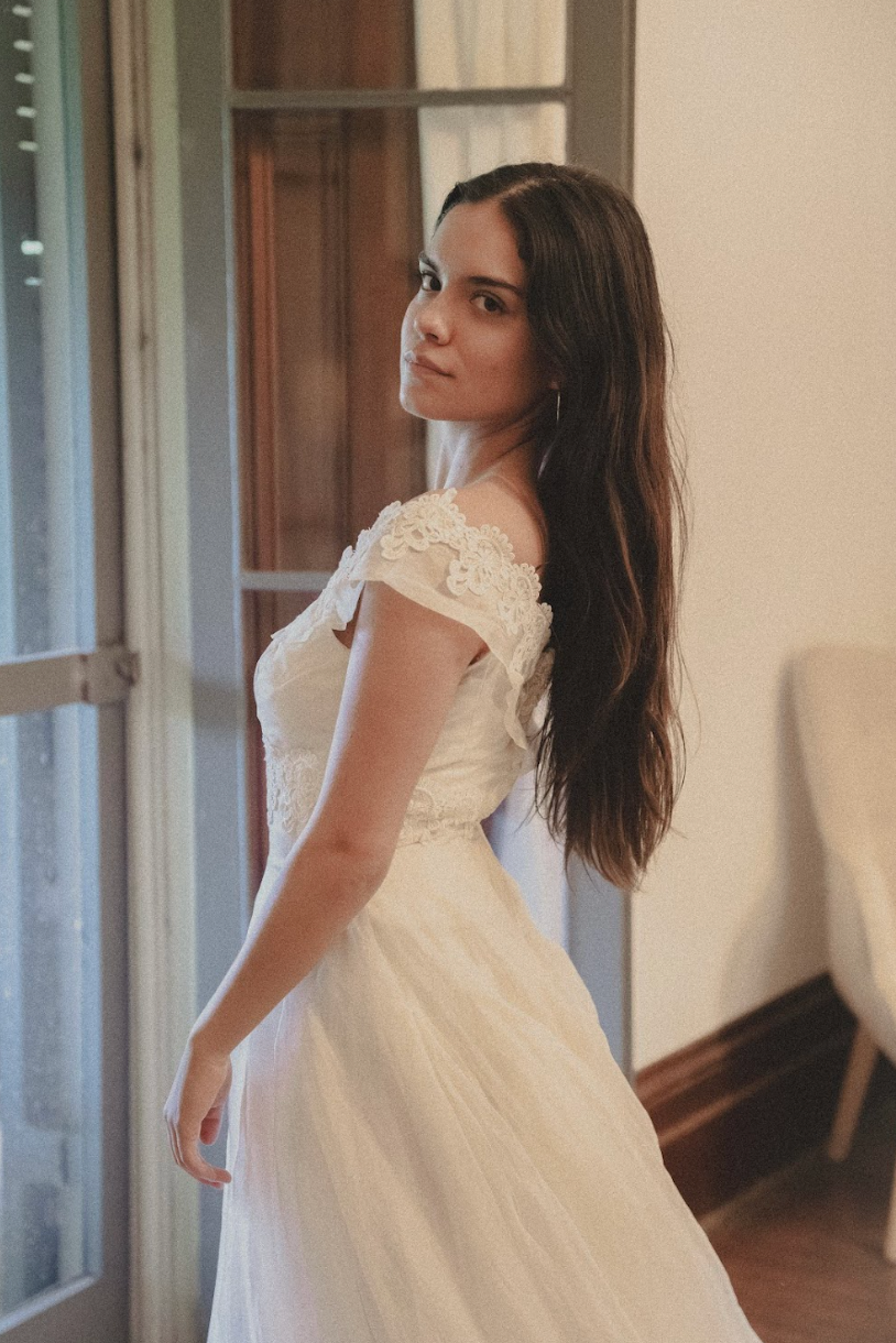 50s Lace Boat Neckline Organza Princess Dress