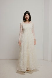 40s Floral Lace Dress with Satin Slip