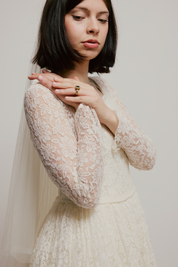 40s Floral Lace Dress with Satin Slip