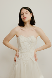 50s Strapless Lace and Tulle Dress with Bolero