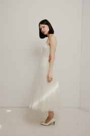 50s Strapless Lace and Tulle Dress with Bolero