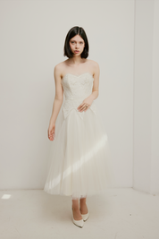 50s Strapless Lace and Tulle Dress with Bolero