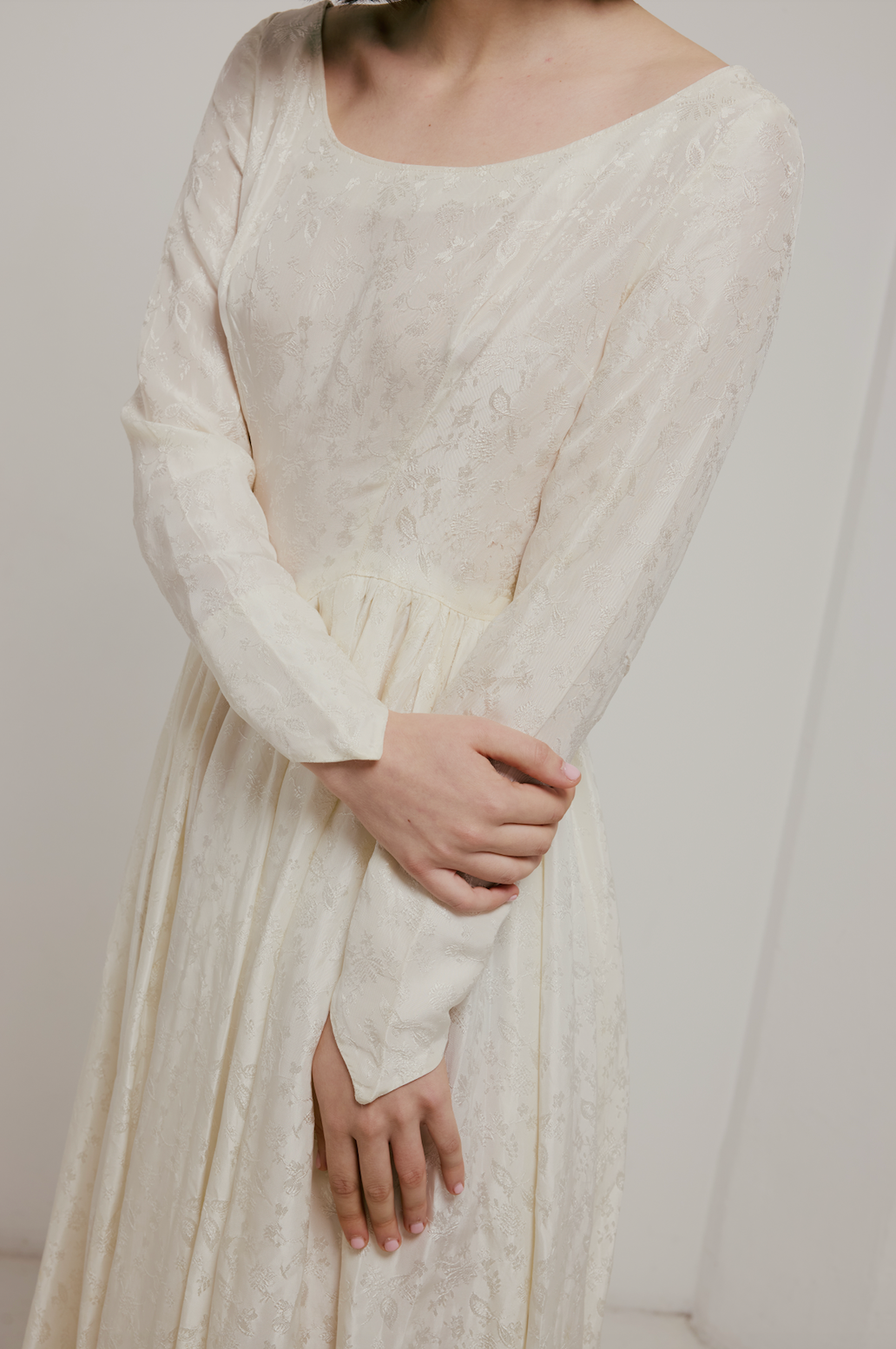 50s Satin Basque Waist Dress