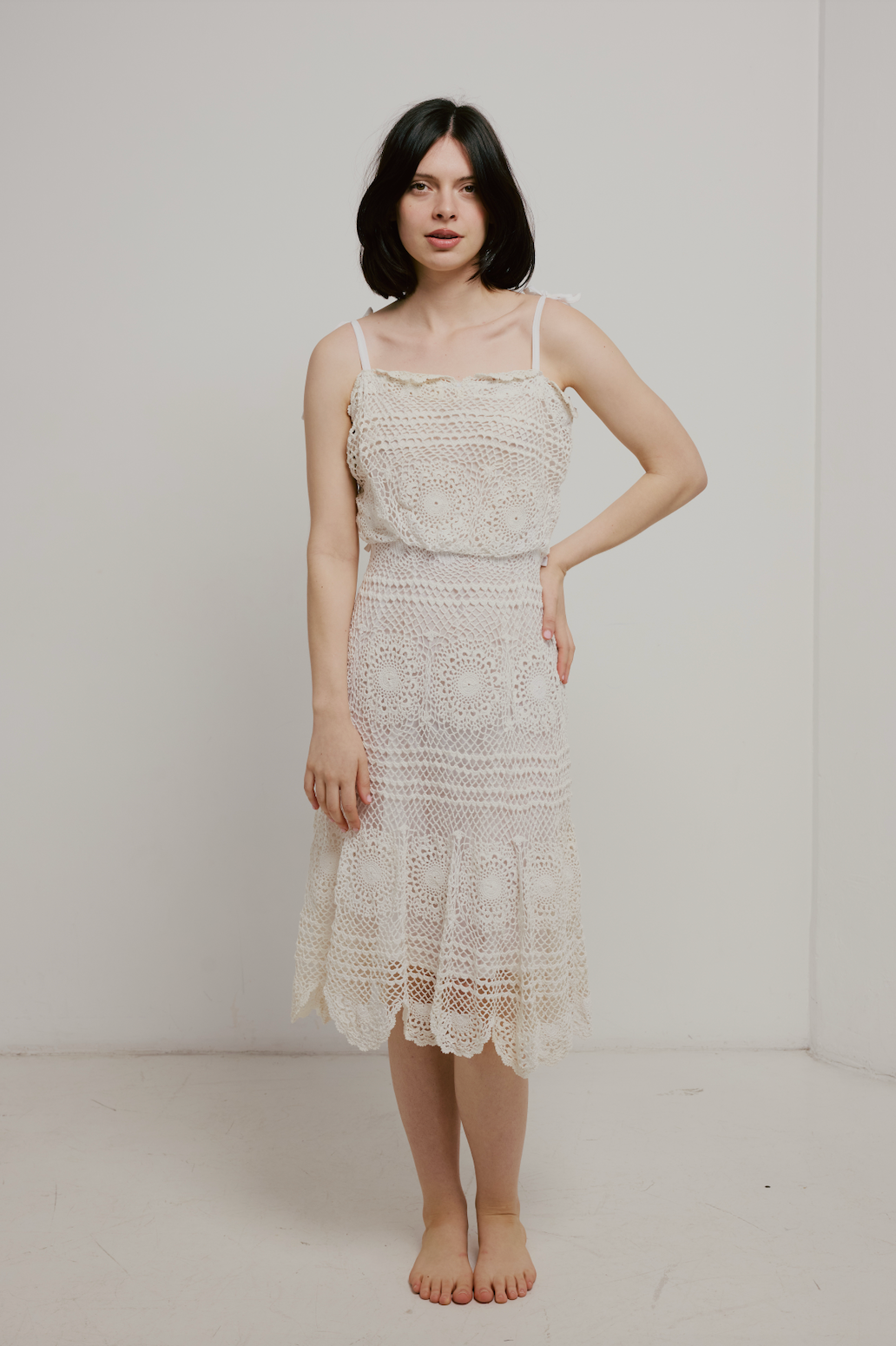 70s Tea Length Crochet Dress