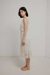 70s Tea Length Crochet Dress