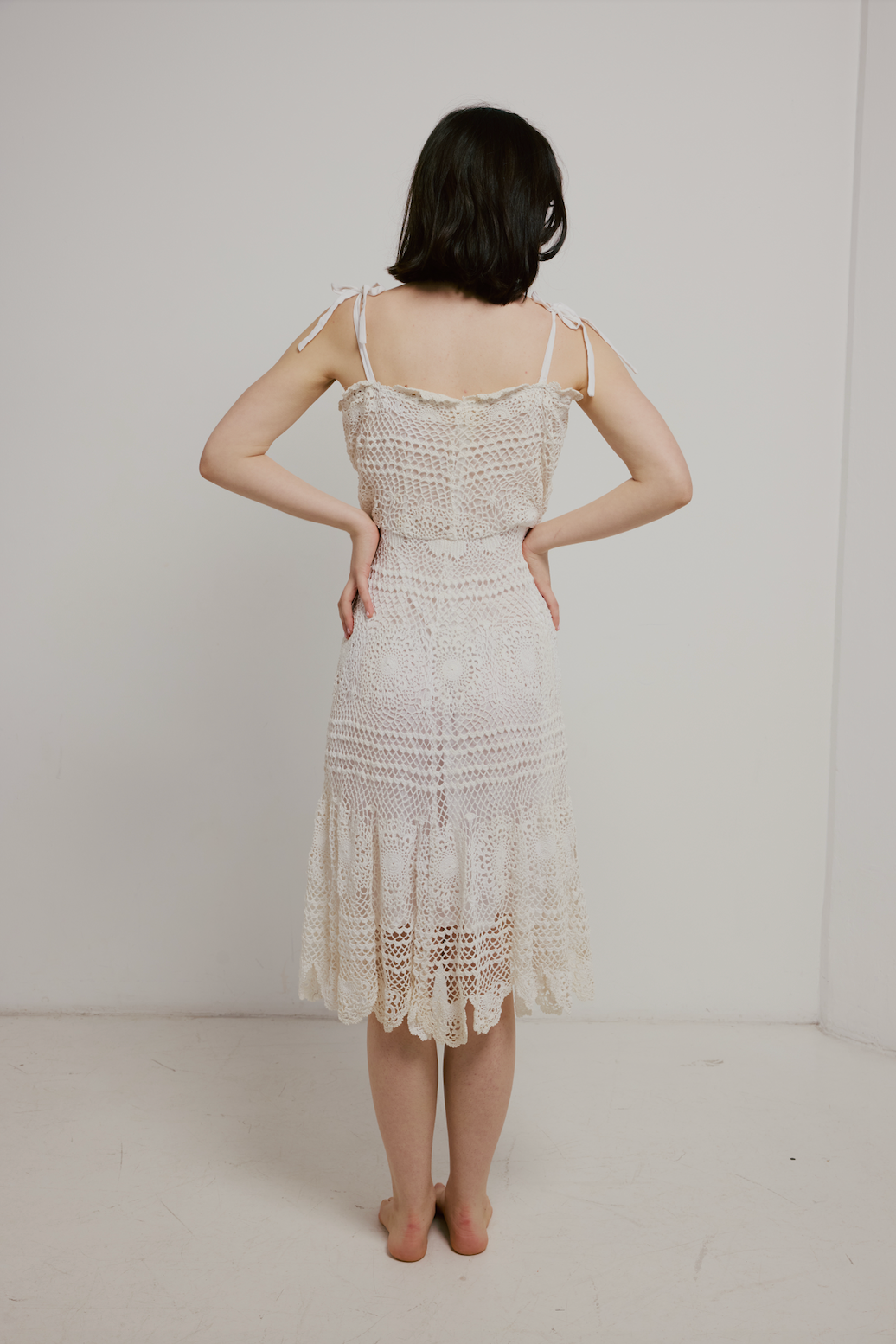70s Tea Length Crochet Dress