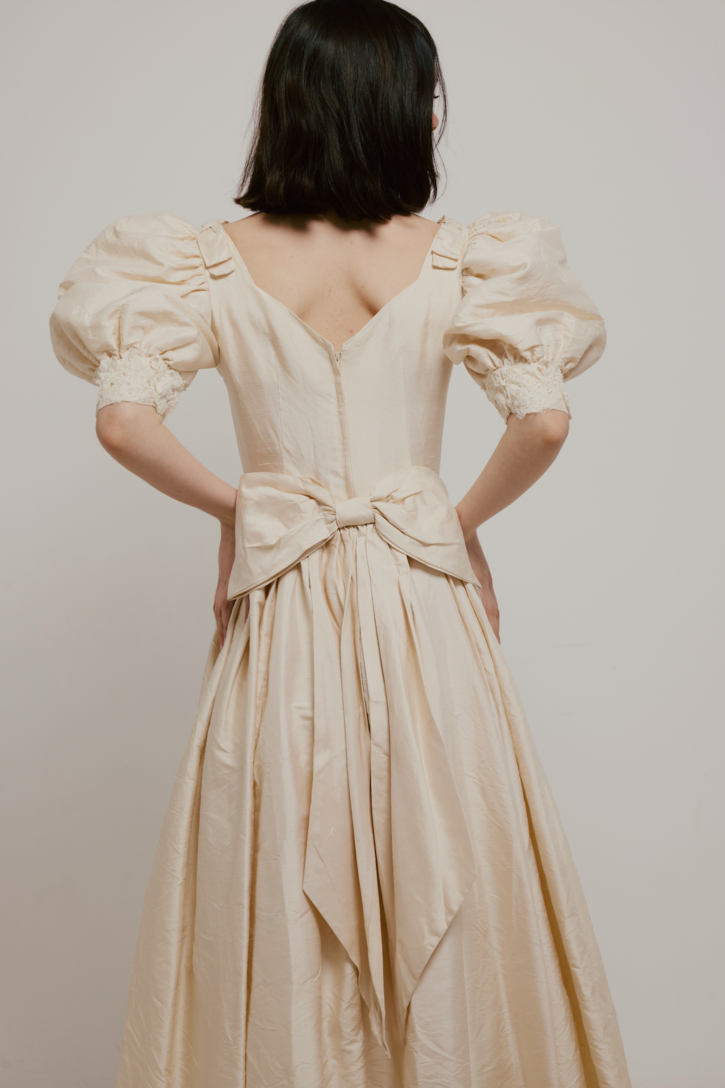 80s Taffeta Bow Detail Dress